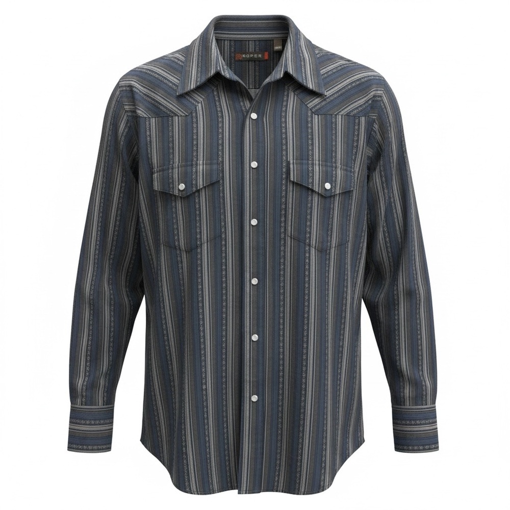 Mens Roper Longsleeve Button Down Shirt Blue & Gray  Size Large Preowned
